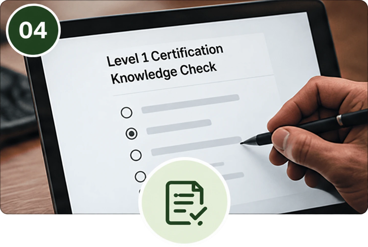 04 — Level 1 Certification Knowledge Check; checklist icon